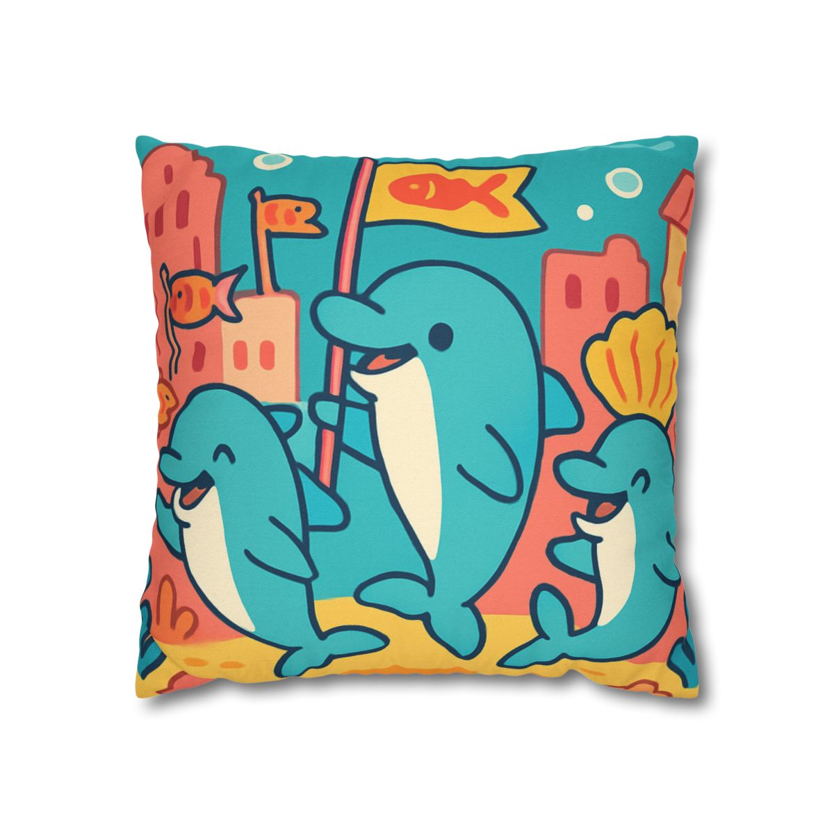 Coral City Dolphin Parade unique gift pillow cases