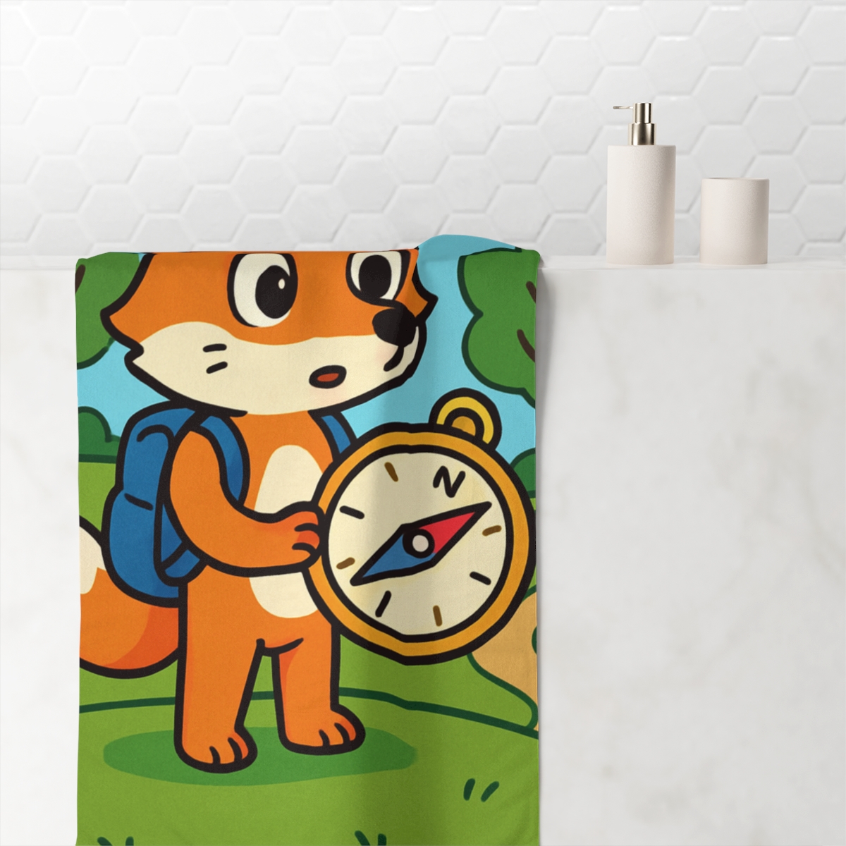 Time Traveling Forest Fox stylish beach towels