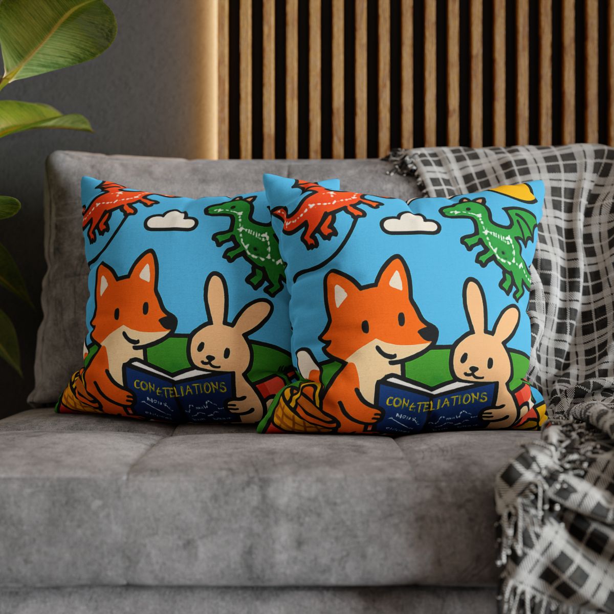 Sky Map Picnic With Dragon Kites personalized pillow covers