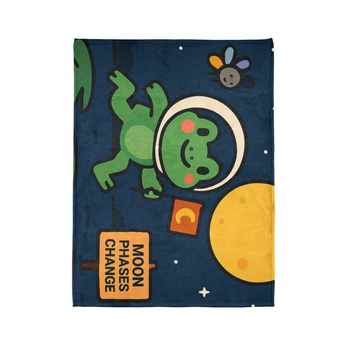 Moonlight Marsh Frog Astronaut trendy patterned blankets