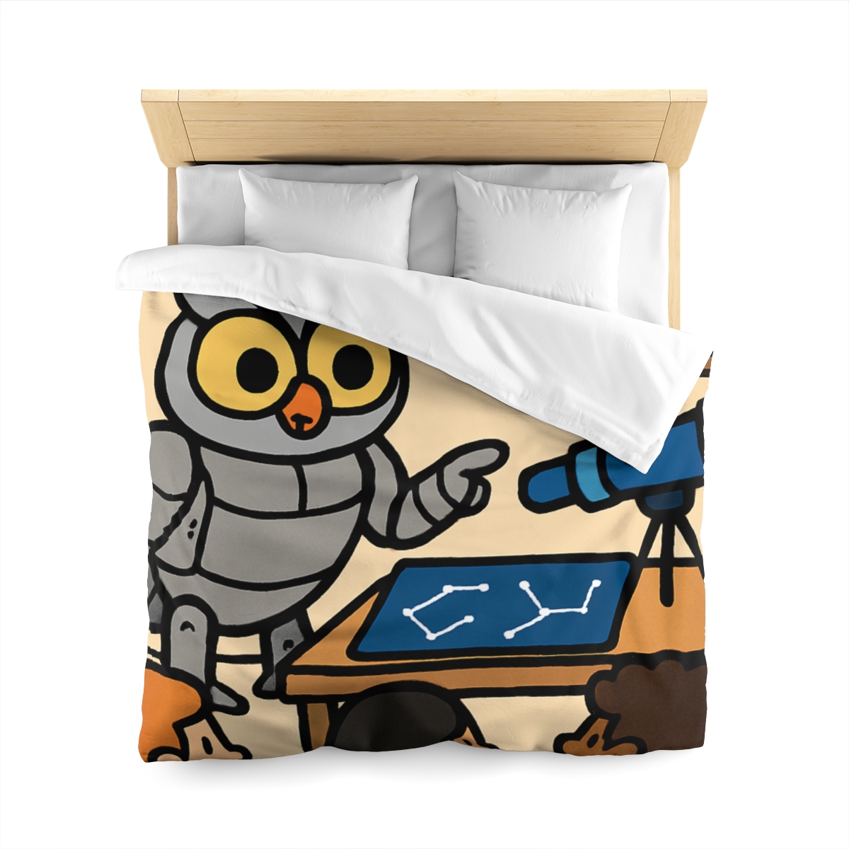 Robot Owl Telescope Workshop custom duvets