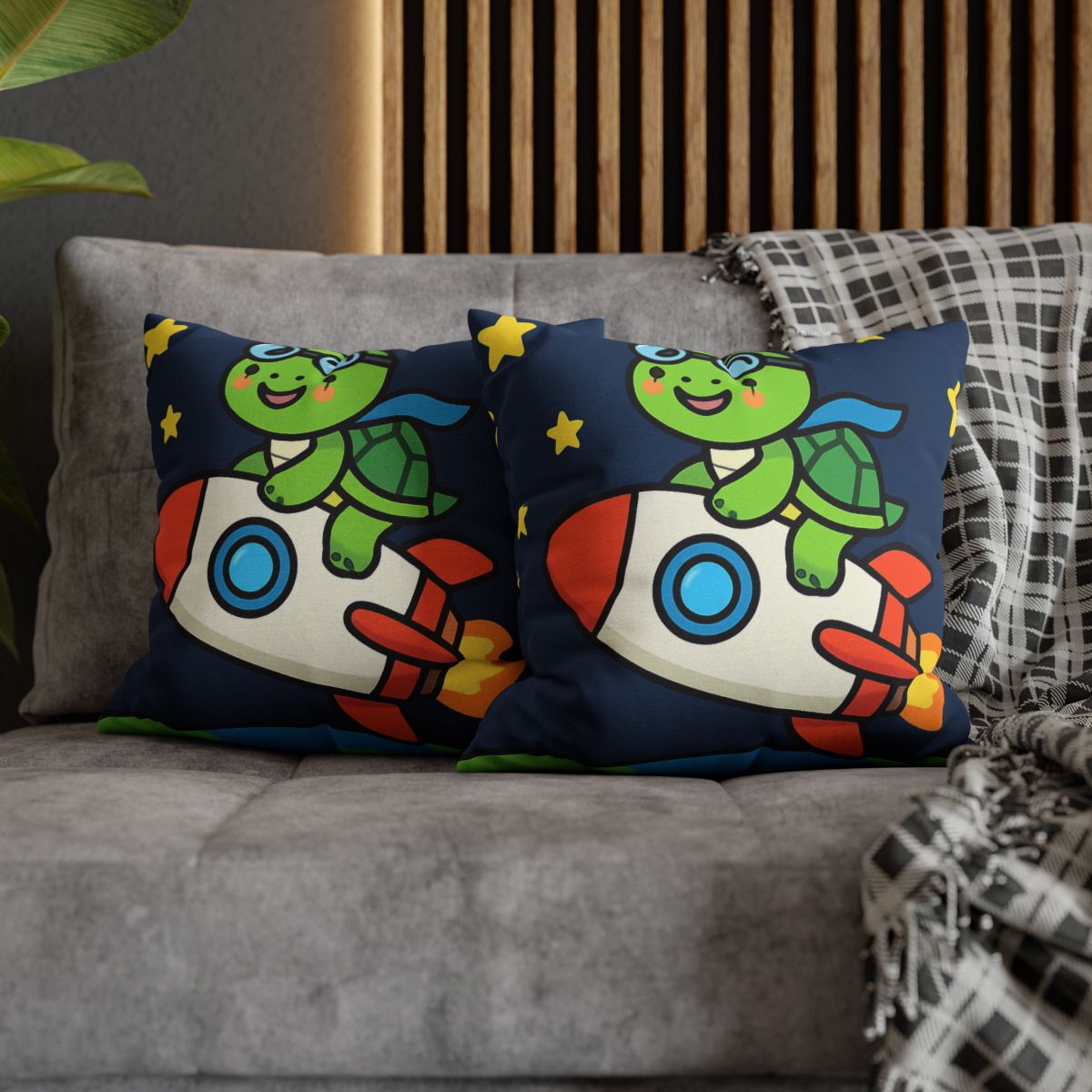 Rocket Riding Turtle To The Moon custom pillow cases