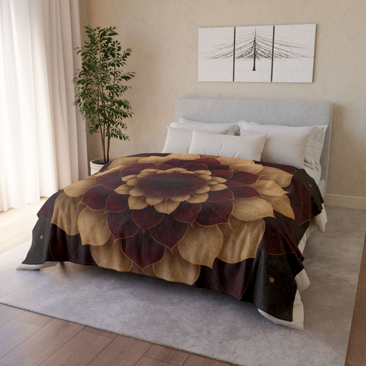 Petal Orbit Mandala personalized cozy blankets