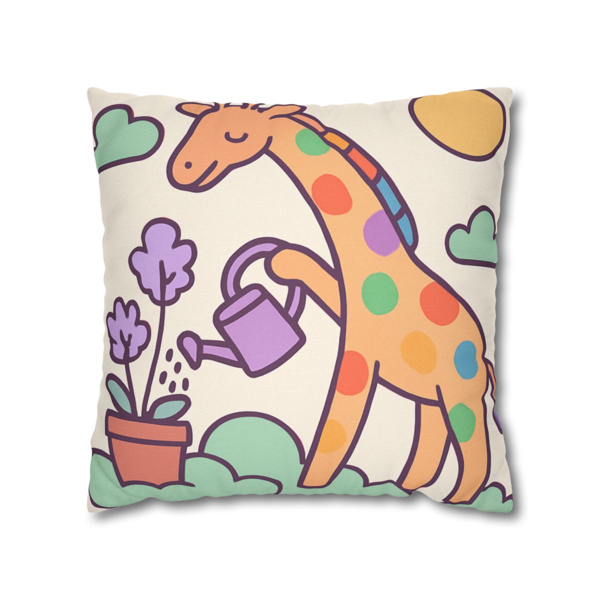 Cloud Garden With Rainbow Giraffe trendy patterned pillow cases