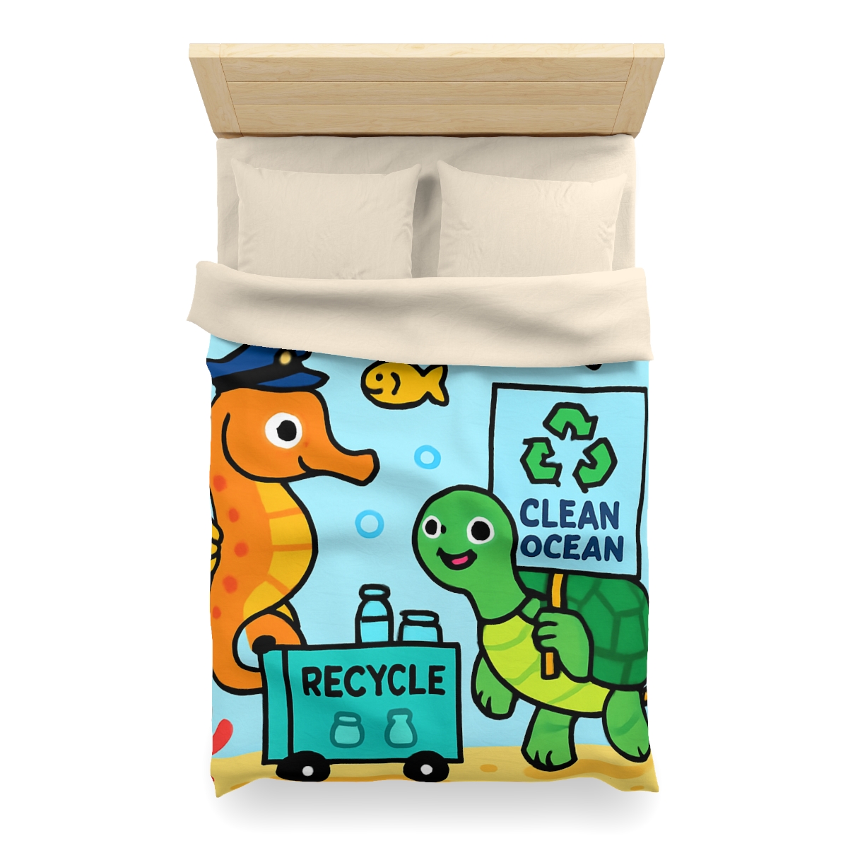 Coral City Recycling Parade With Captain Seahorse personalized bedding duvets