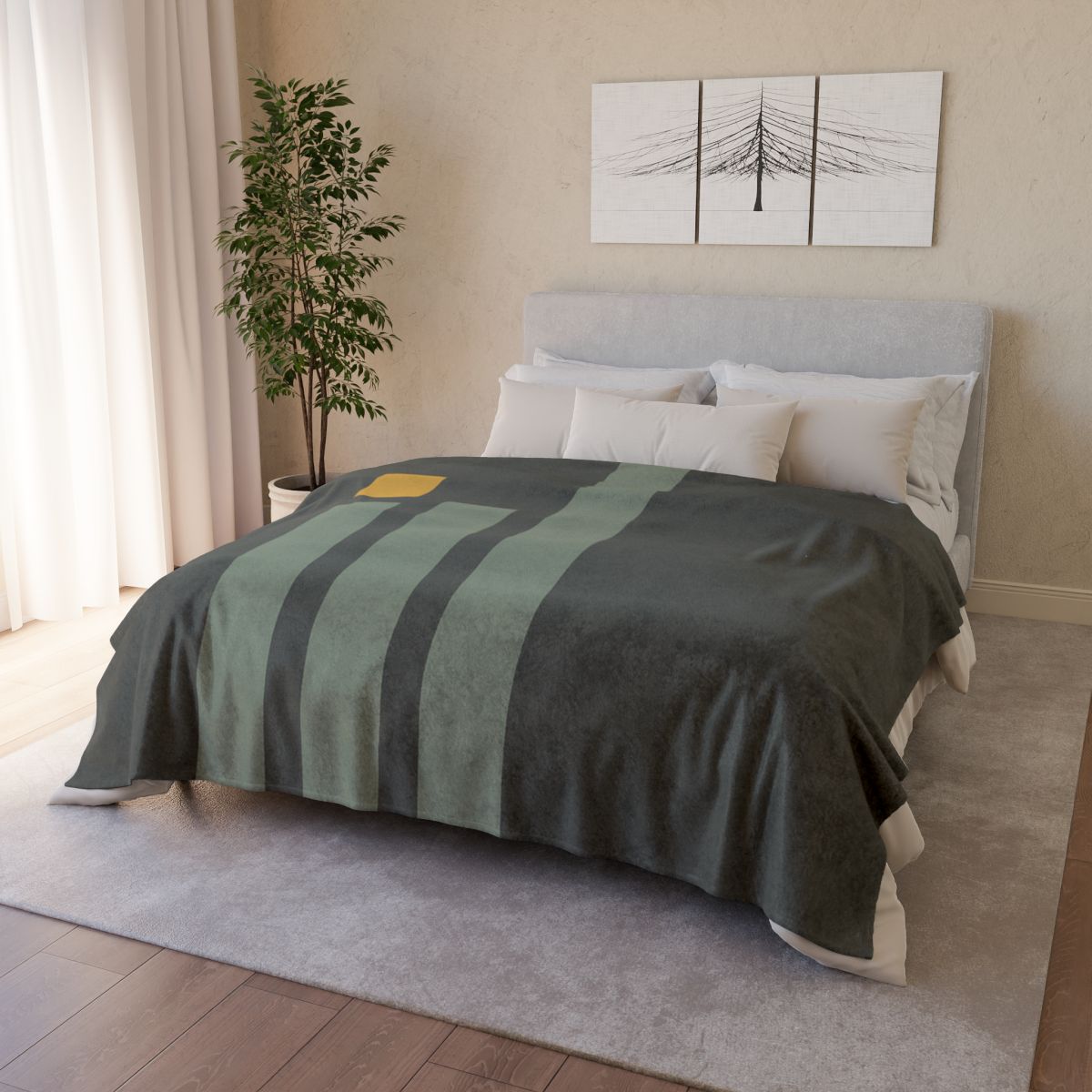 Offset Trio Of Vertical Bars soft fleece blankets
