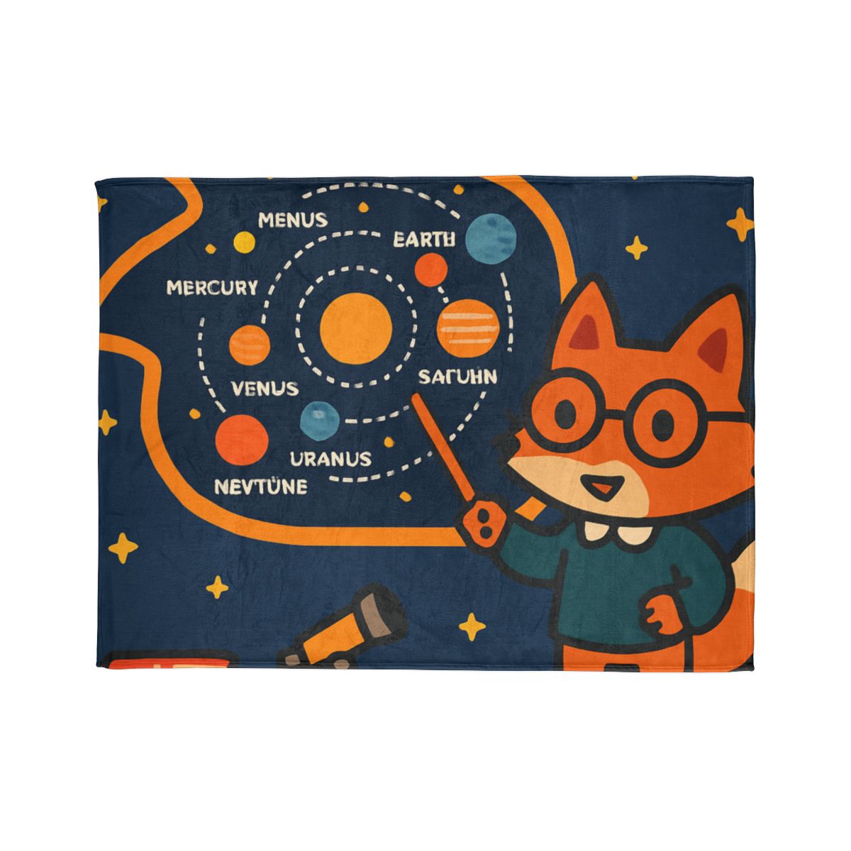 Comet Classroom With Star Map Fox personalized cozy blankets