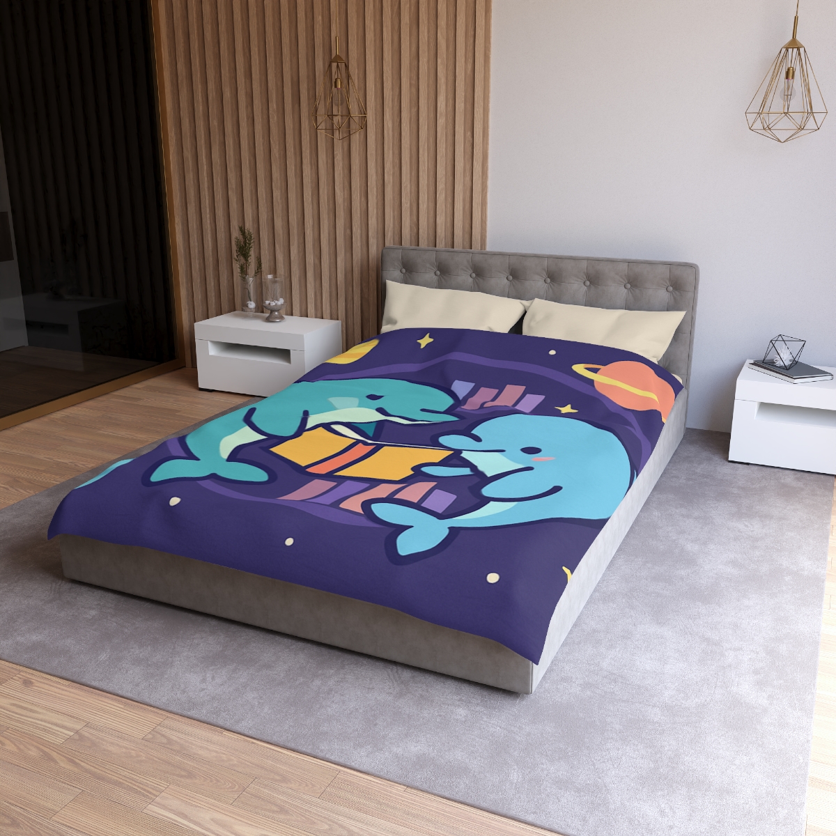 Nebula Library Dolphins personalized bedding duvets