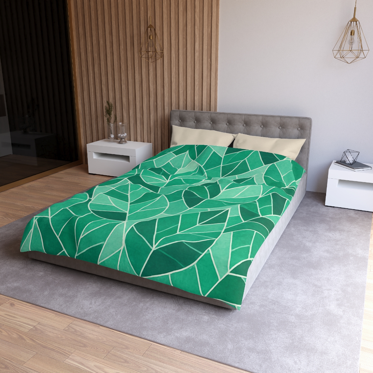 Crystal Leaf Mosaic designer printed duvets