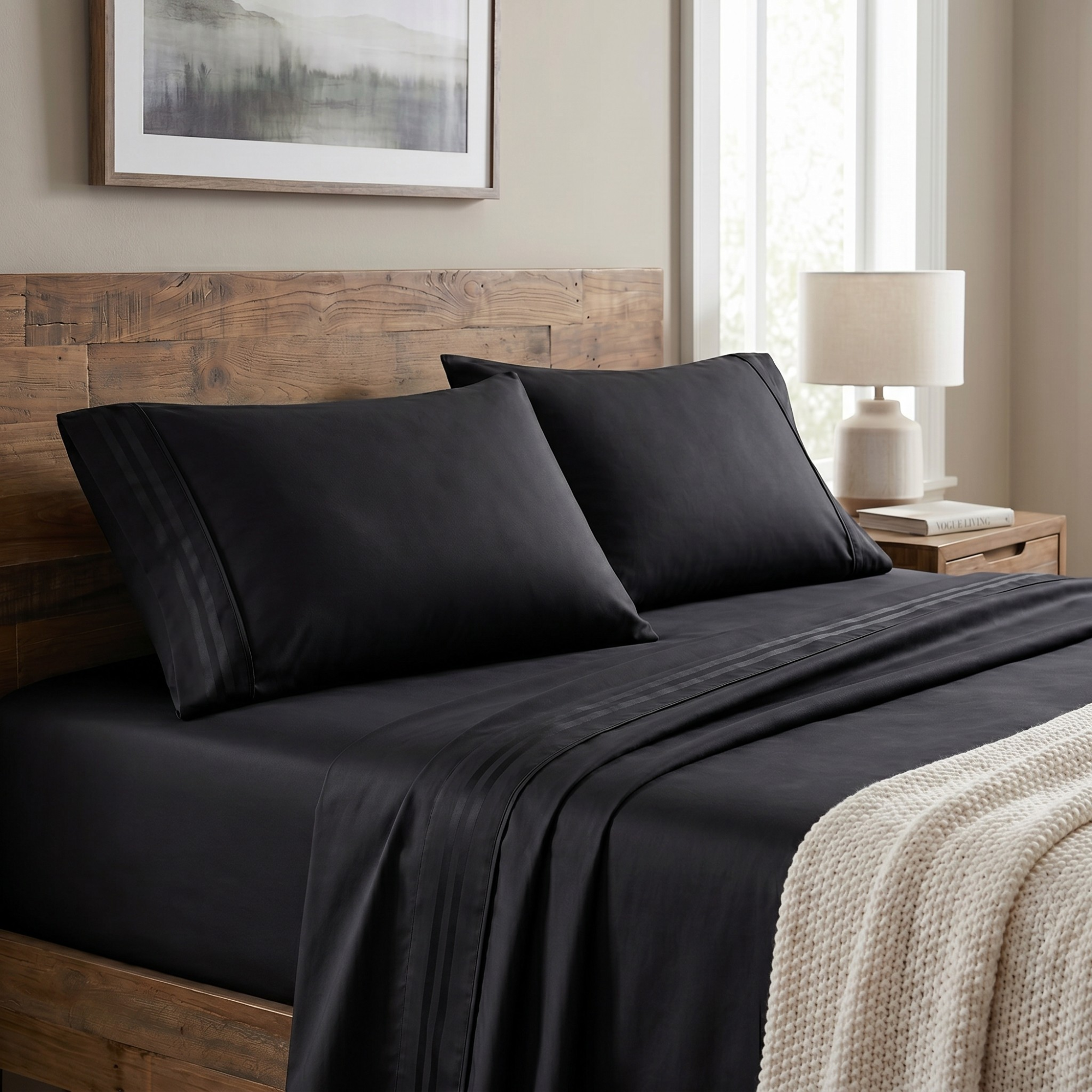 4 Piece Cooling Bed Sheet Set With Deep Pockets