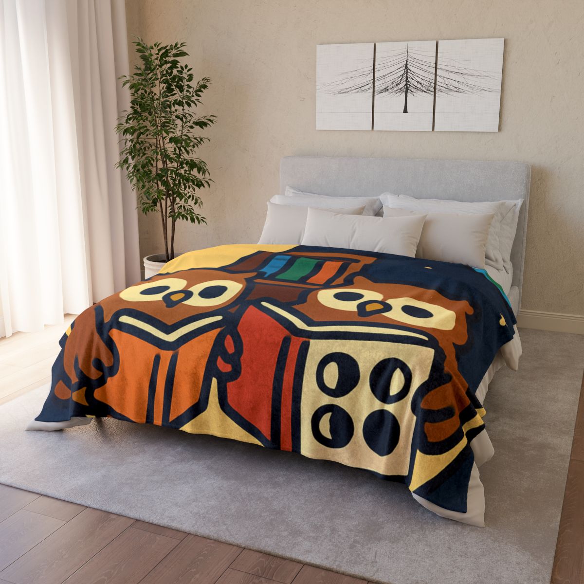 Lunar Library Owls soft fleece blankets