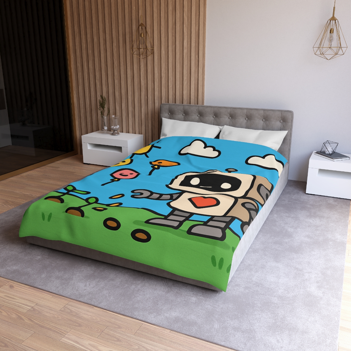 Robot Garden Of Flying Seeds designer printed duvets