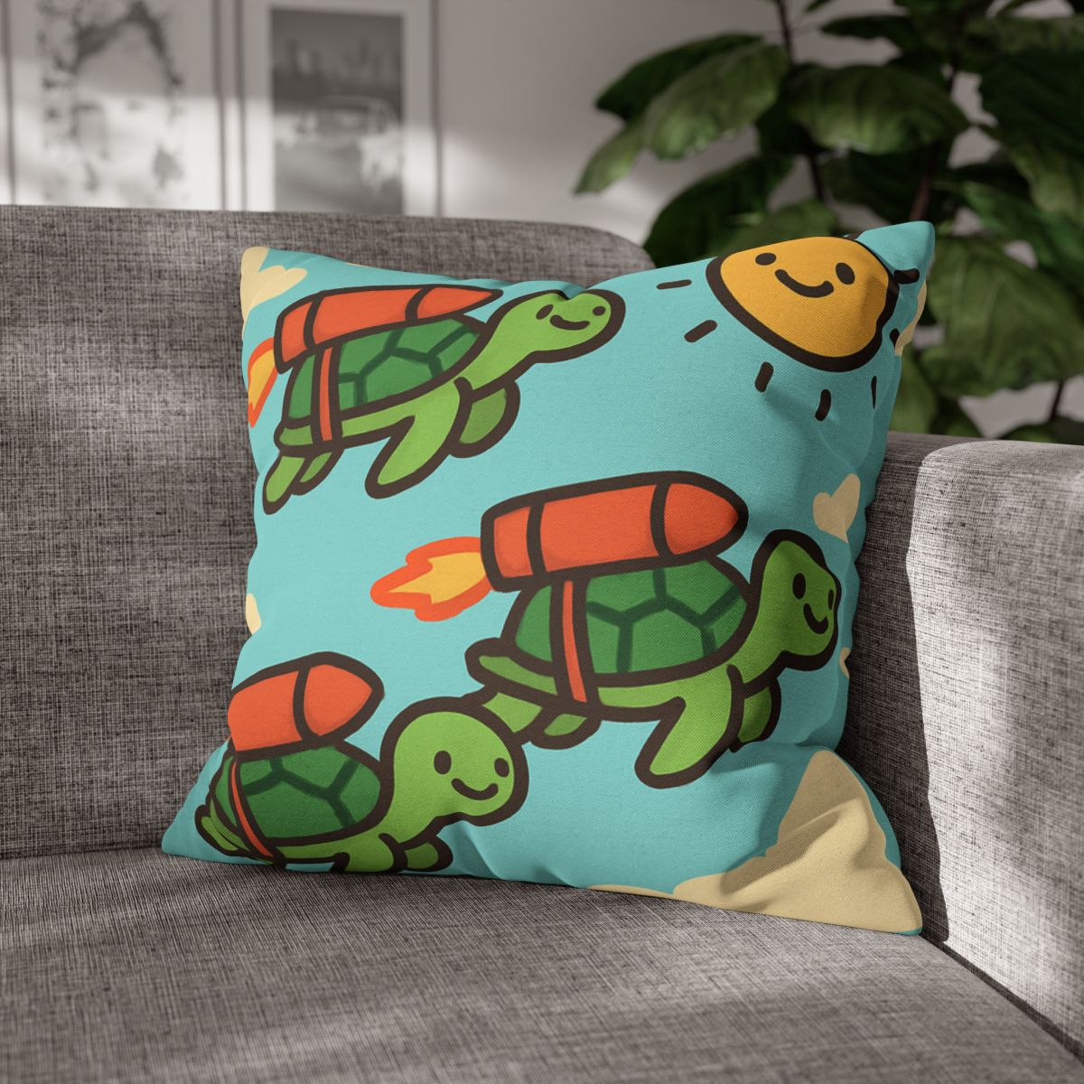 Rocket Powered Turtles comfortable bedding pillow covers