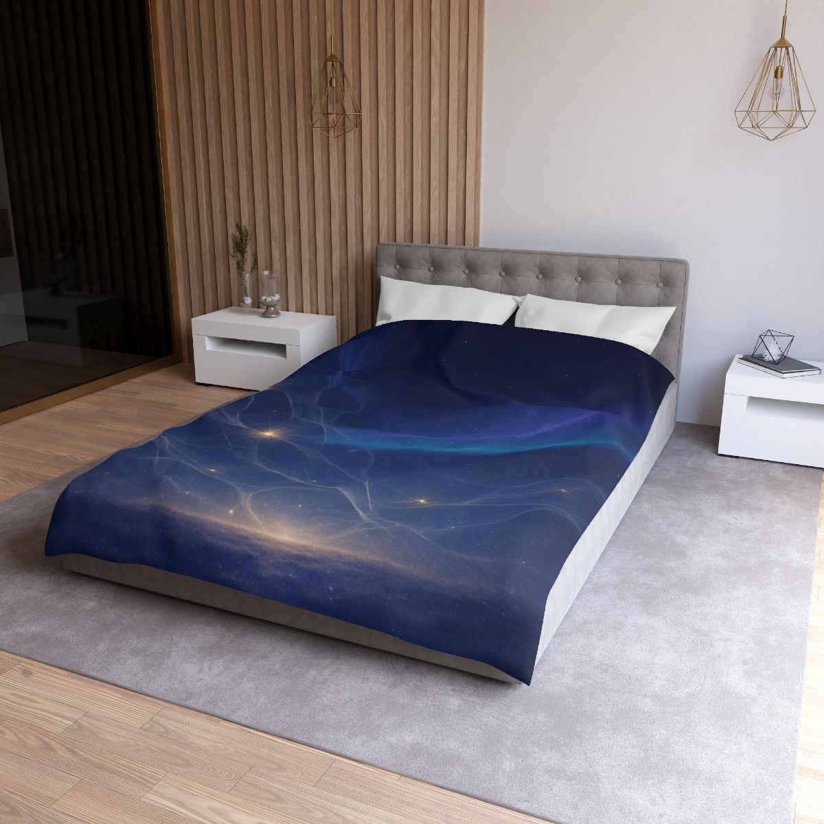 Nebular Lattice Aurora designer printed duvets