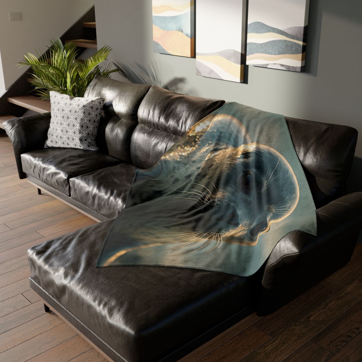 Luminous Gaze Harbor Seal stylish throw blankets