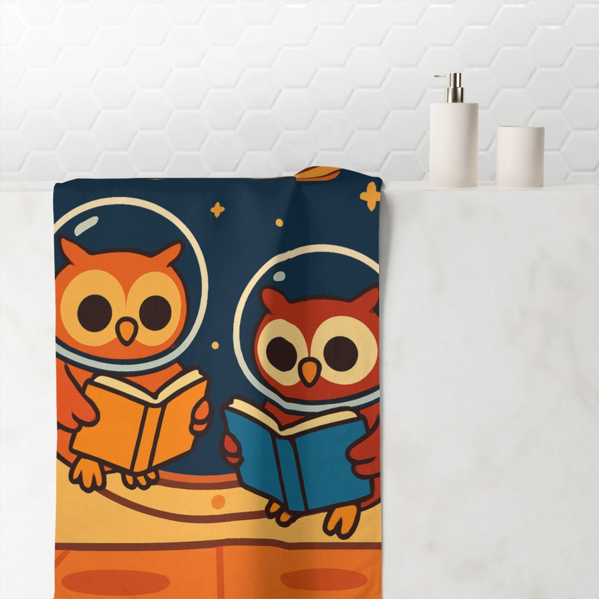 Space Owls Starry Library decorative home towels
