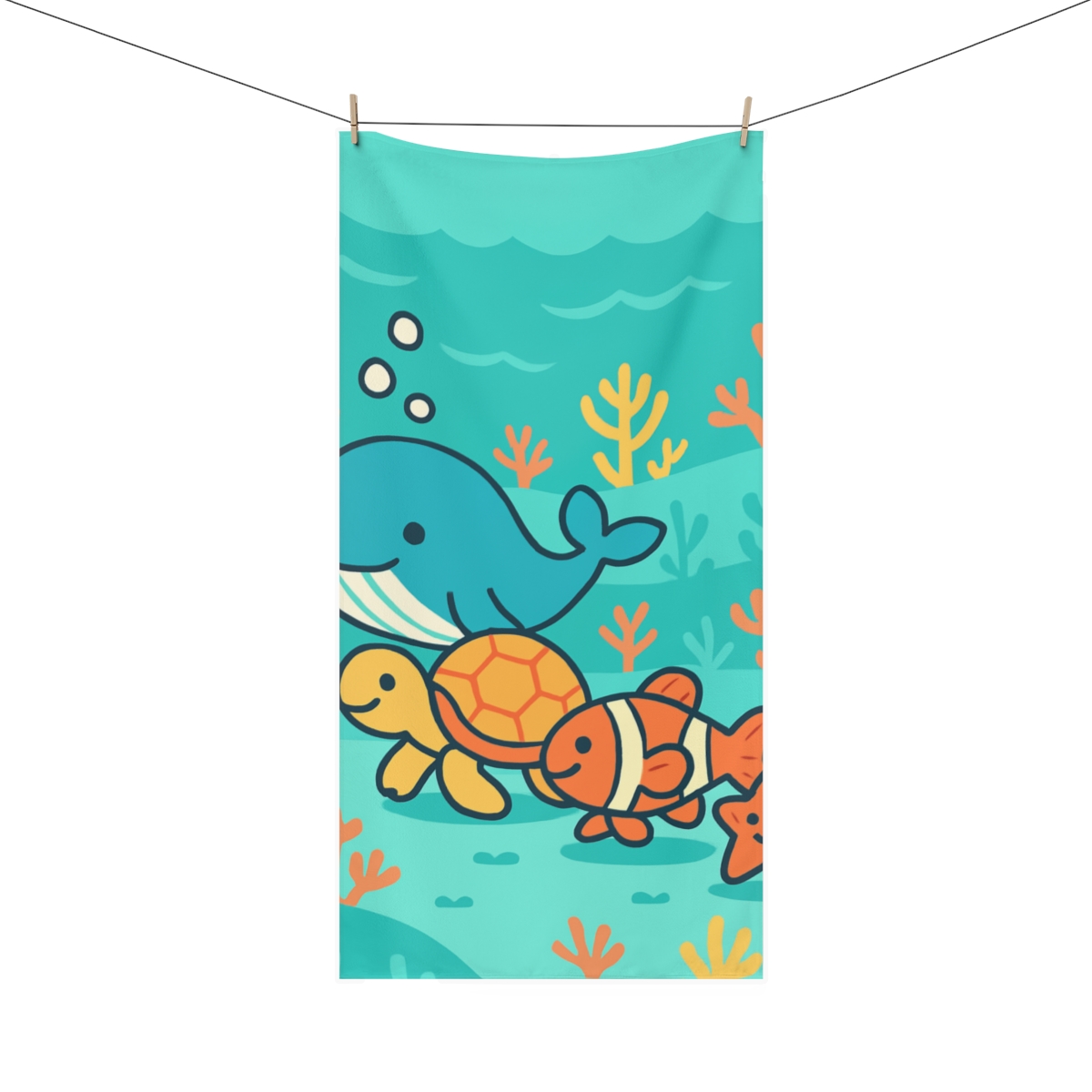 Underwater Friends Parade designer printed towels