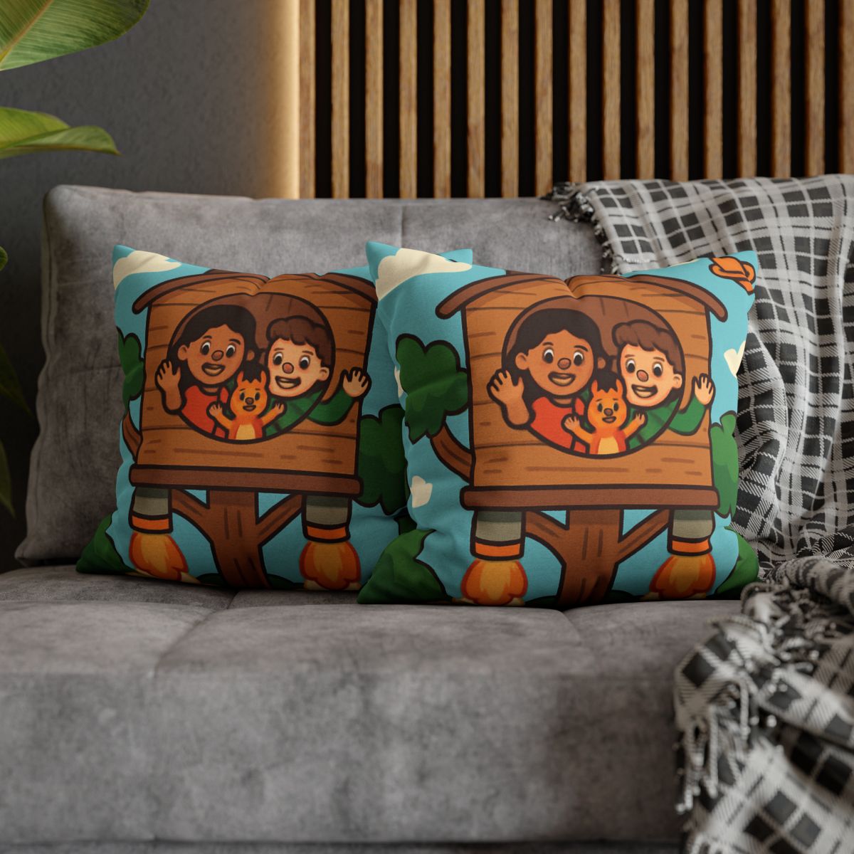 Rocket Powered Treehouse Forest stylish decorative pillowcases