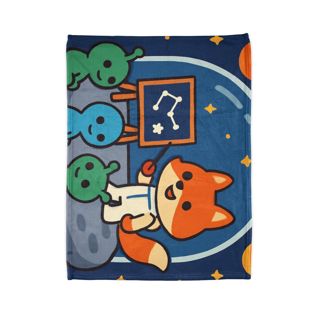 Comet Classroom With Curious Space Fox warm winter blankets