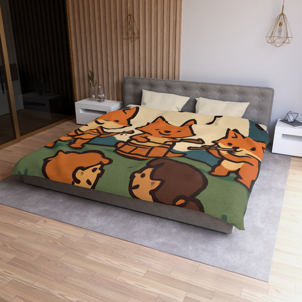 Moonlight Music Fox Band designer printed duvets