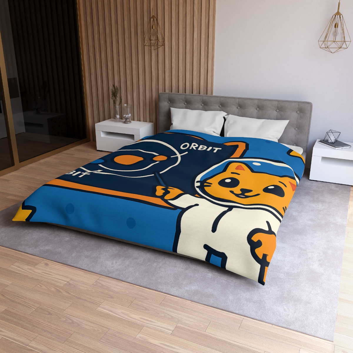 Comet Classroom Cat And The Orbit Chalkboard unique patterned duvets