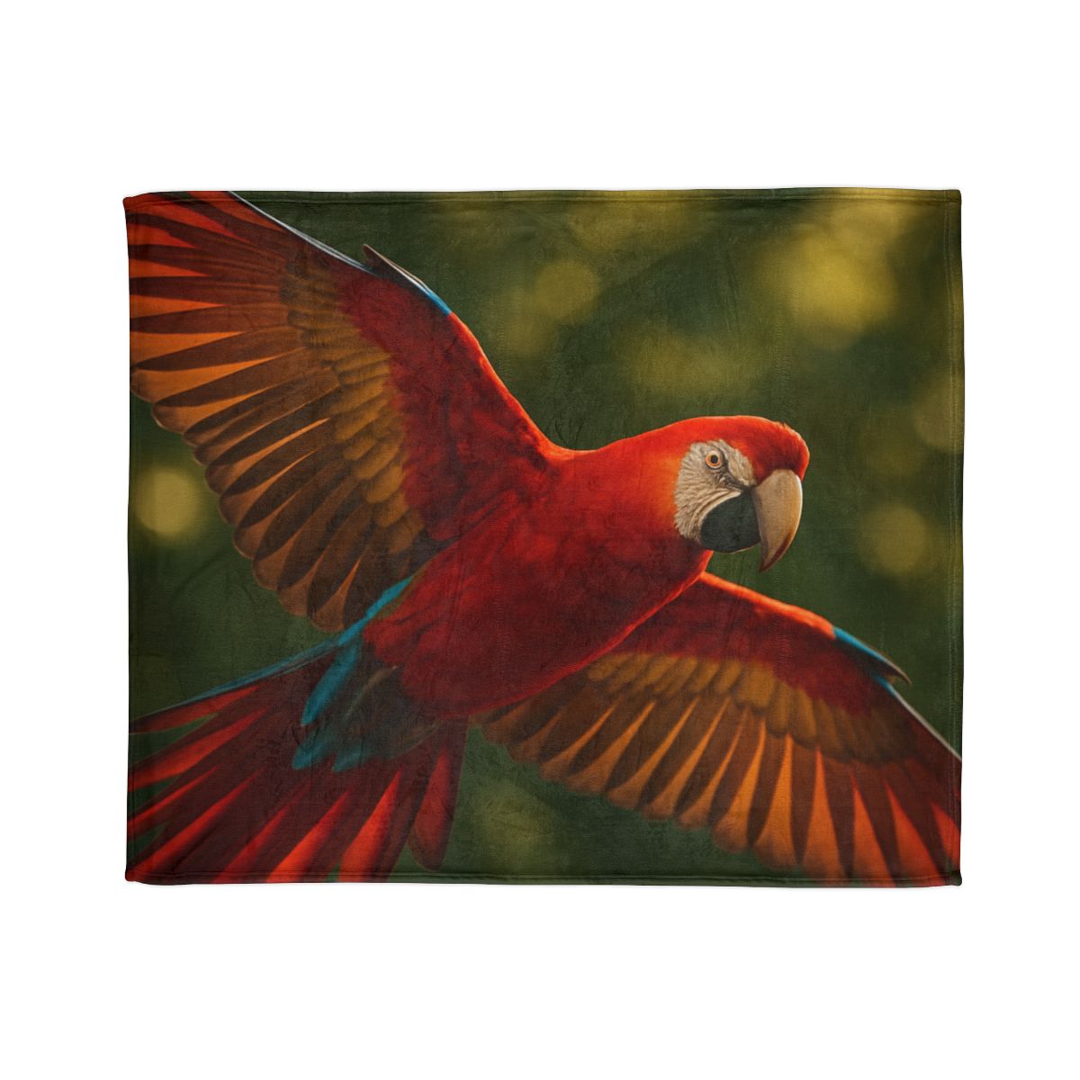 Scarlet Macaw Ember Flight soft fleece blankets