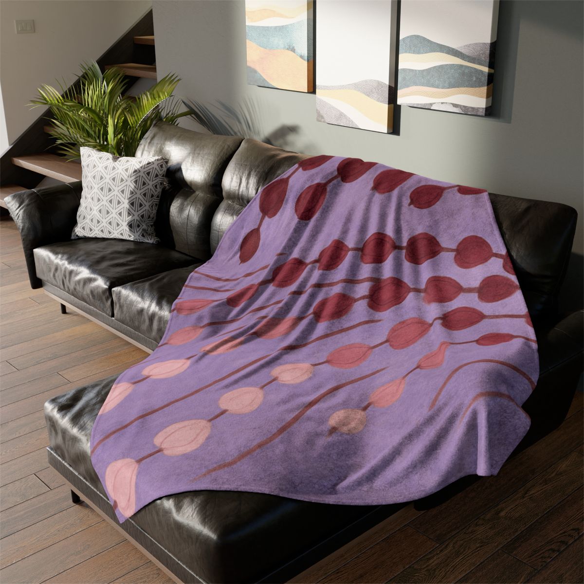 Spiral Bud Cascade designer printed blankets