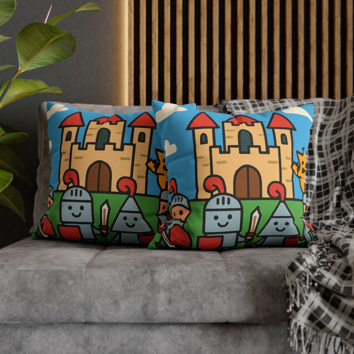 Castle Of Shape Knights designer print pillow cases