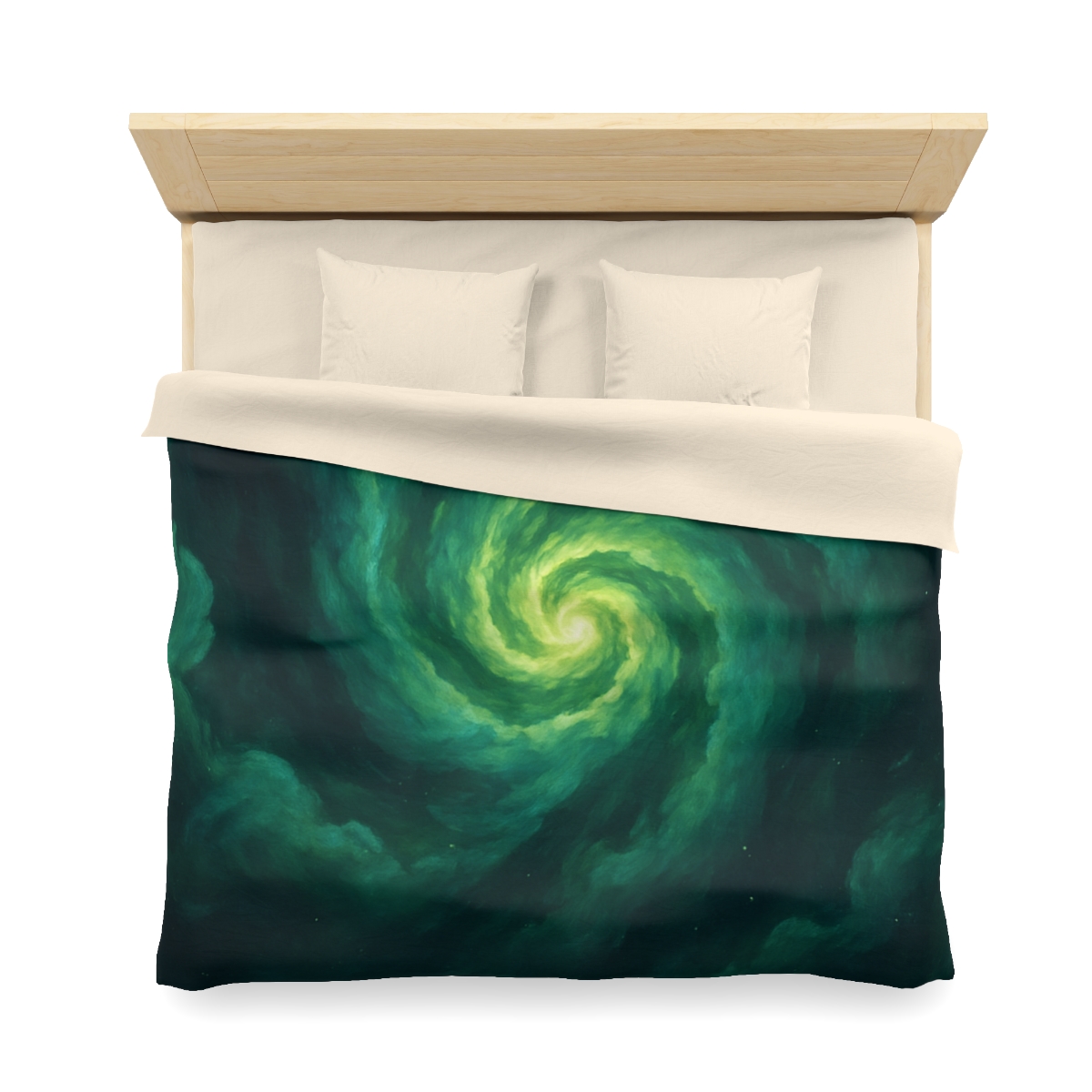 Verdant Nebula Swirl designer printed duvets