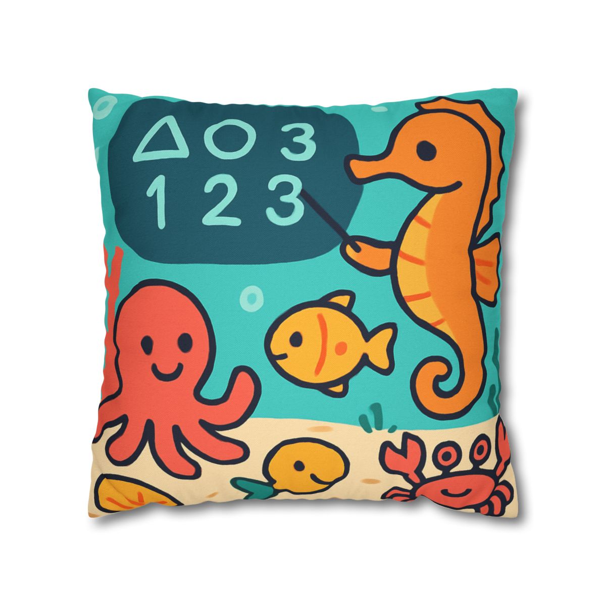 Coral Classroom With The Seahorse Teacher trendy patterned pillow cases