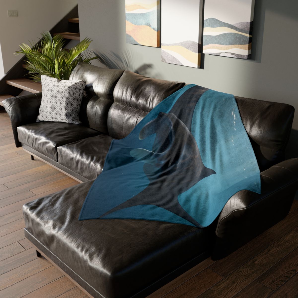 Sunlit Drift Manta Ray stylish throw blankets