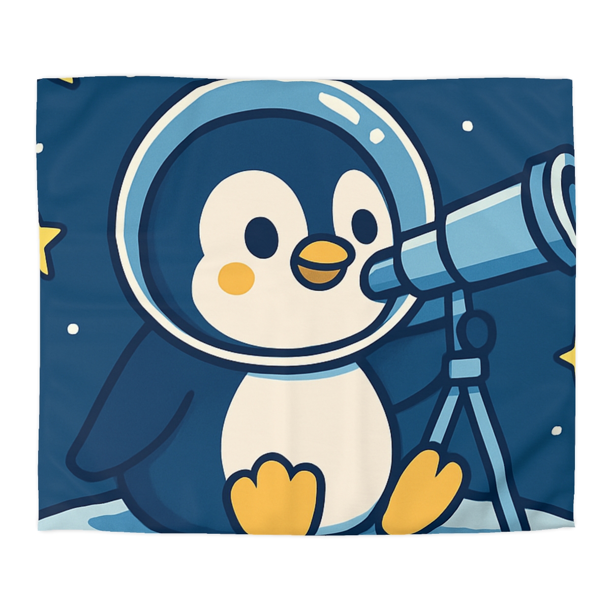 Stargazing Penguin On The Moon personalized bedding duvets