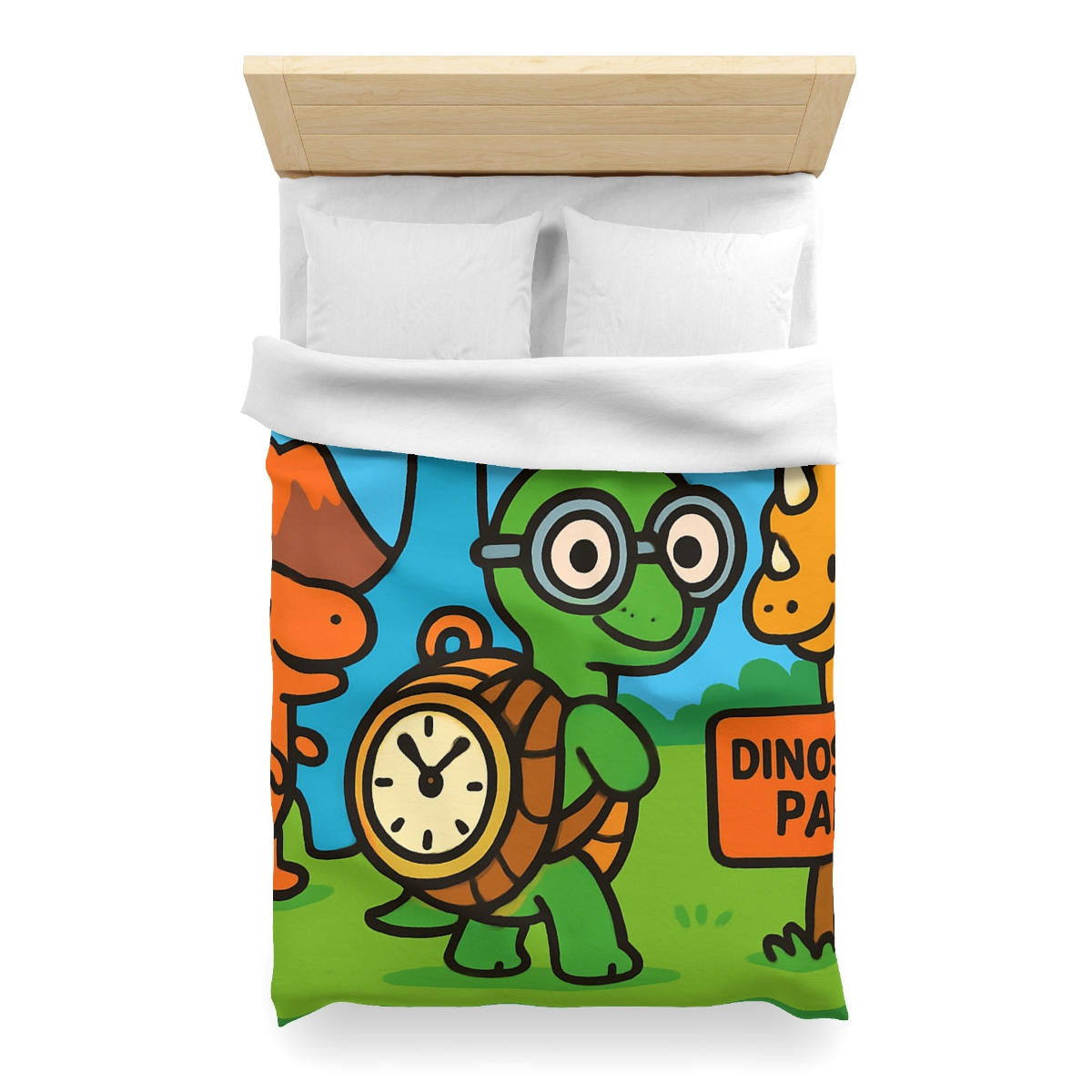 Time Traveling Turtle At The Dino Park designer printed duvets