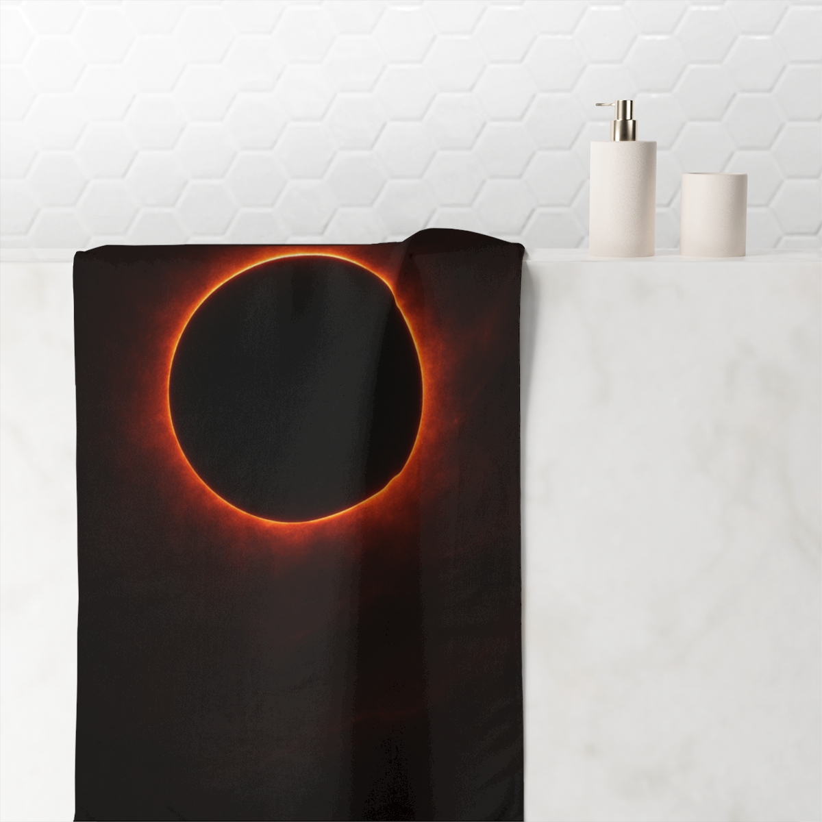 Void Horizon Ember Ring stylish beach towels