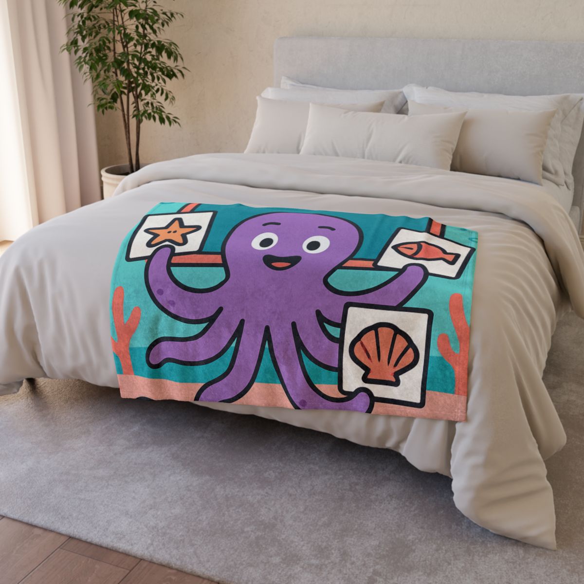 Coral Classroom Octopus trendy patterned blankets