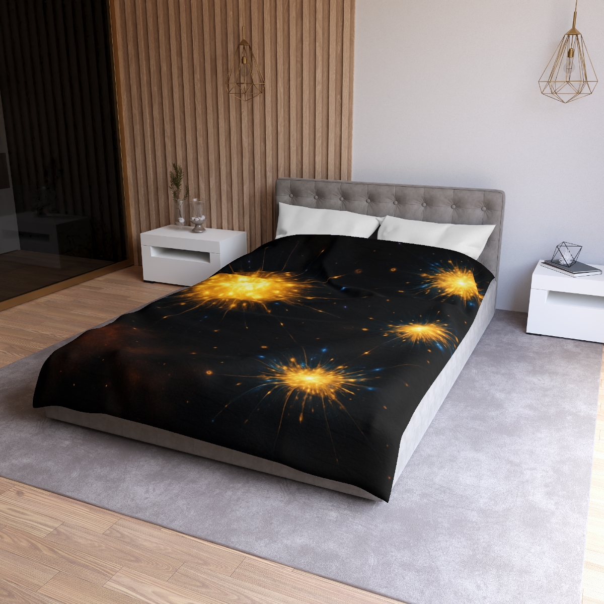 Photon Burst Constellation designer printed duvets