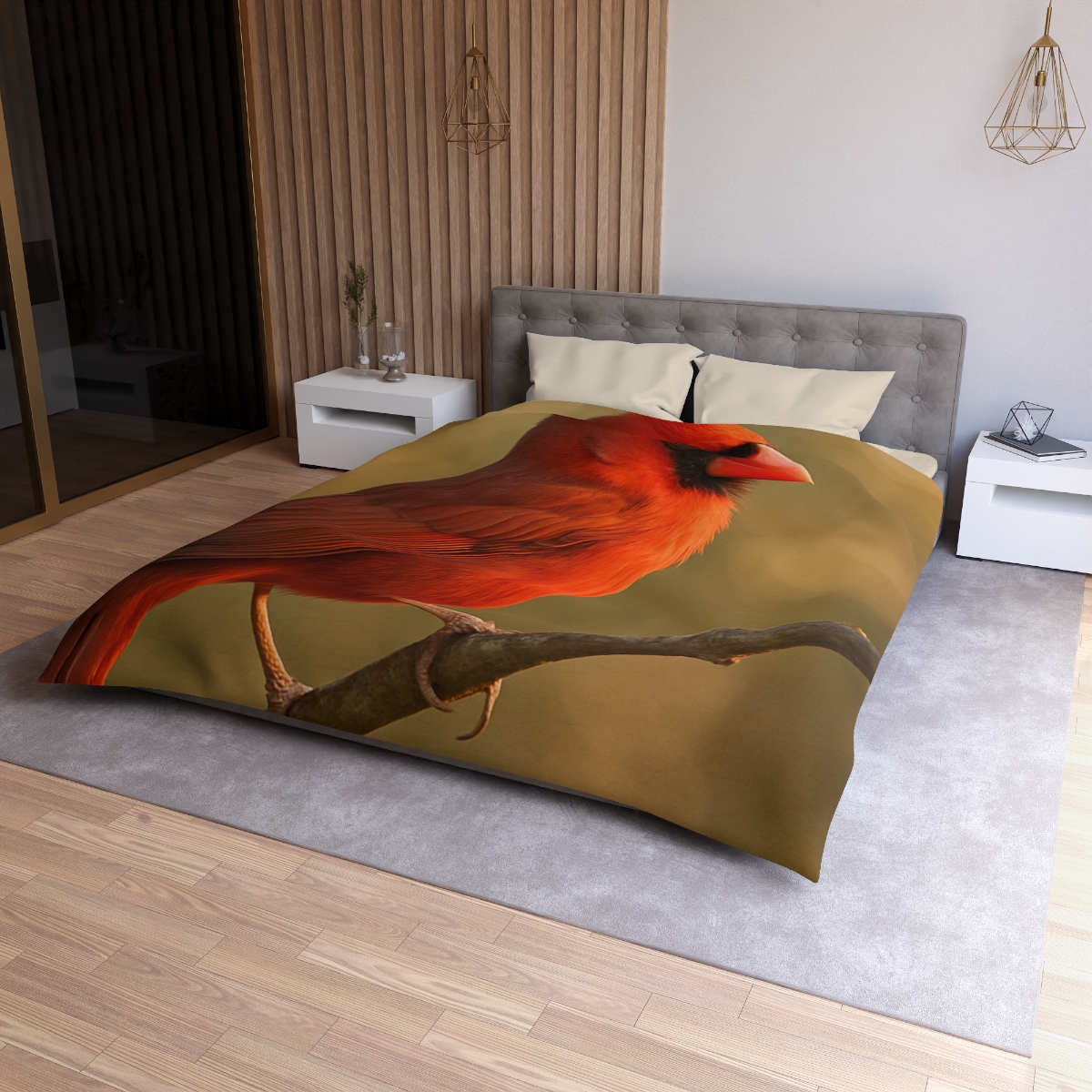 Crimson Pulse Northern Cardinal personalized bedding duvets