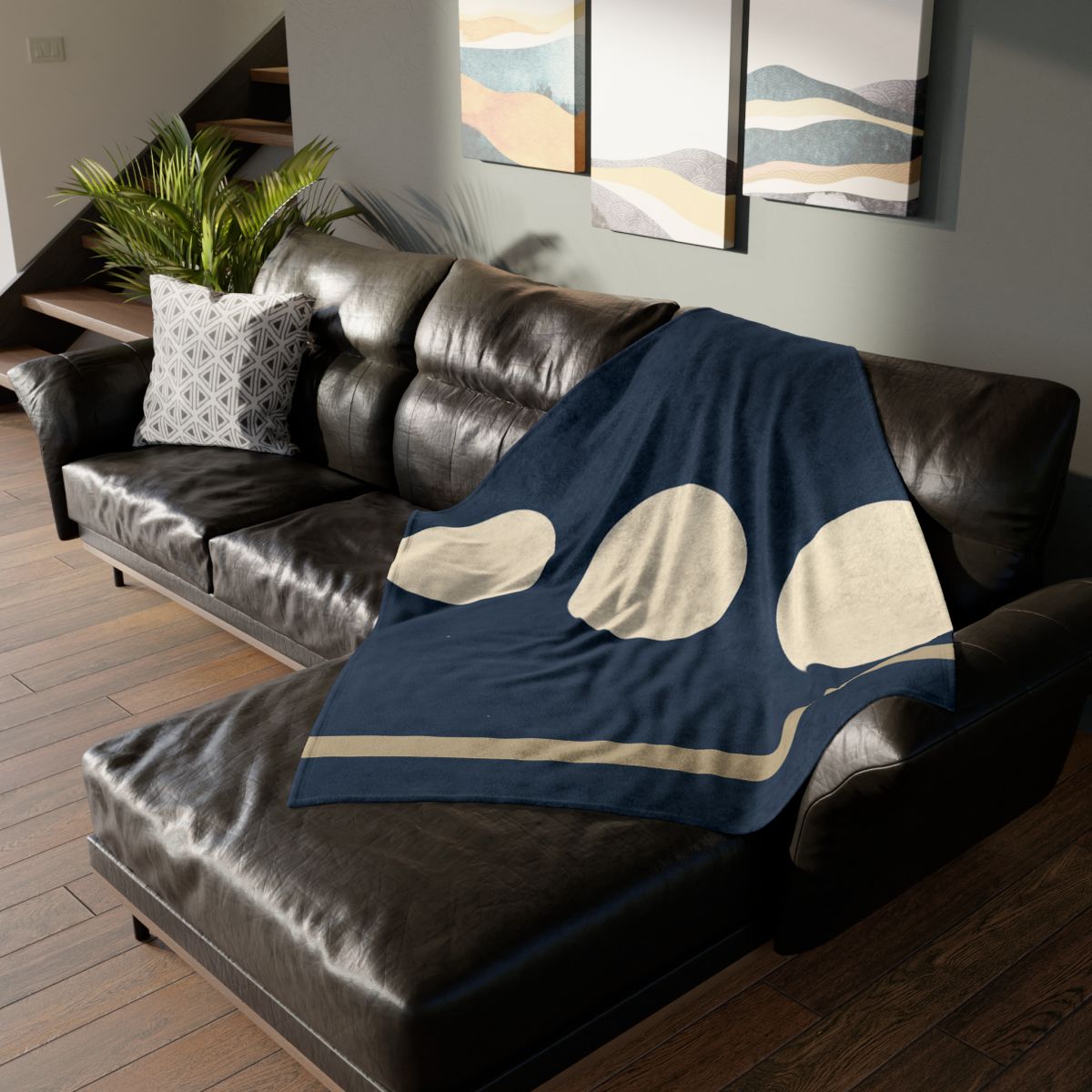 Staggered Trio With Vertical Bar stylish throw blankets