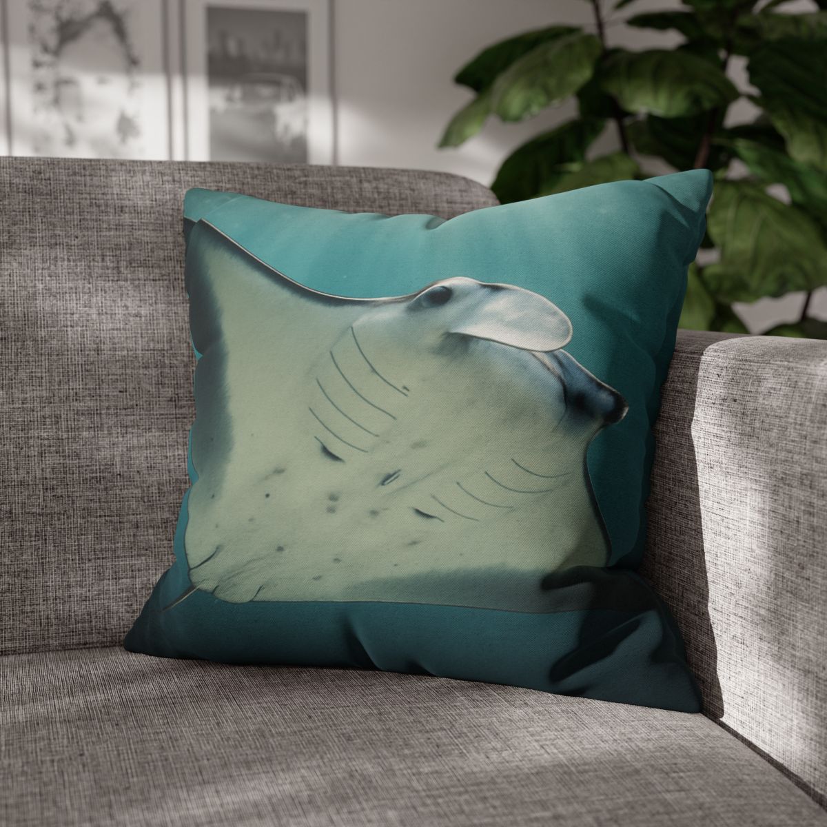 Celestial Glide Reef Manta Ray stylish decorative pillowcases
