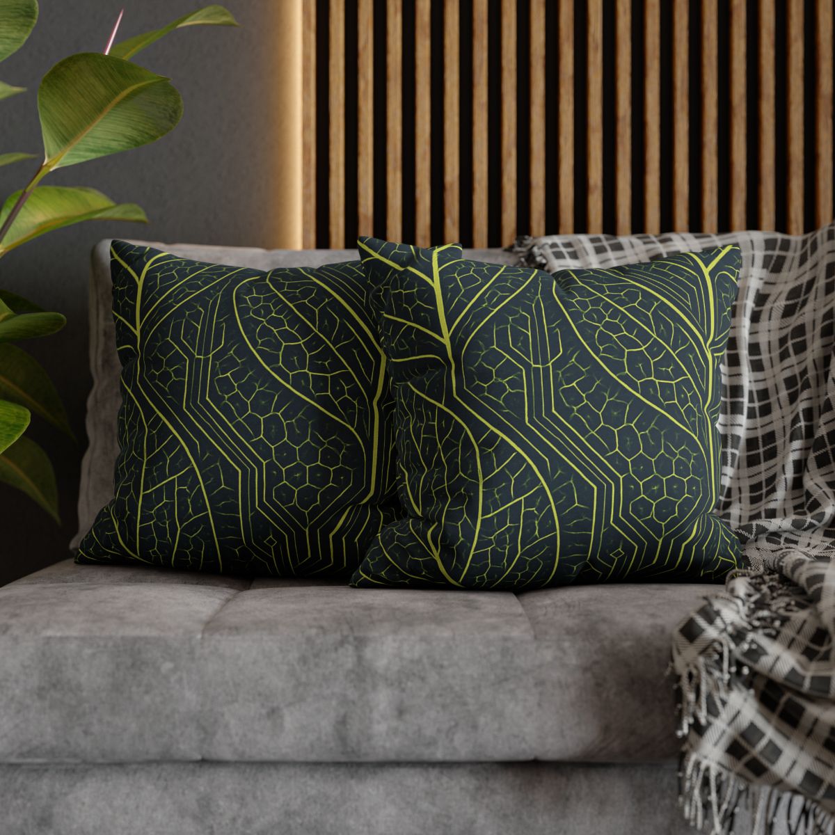 Leaf Vein Circuit Mosaic soft cotton pillow cases