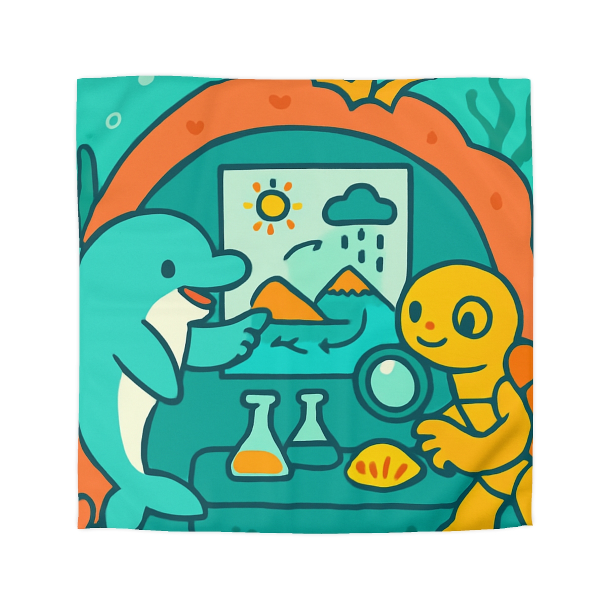 Coral Reef Science Lab designer printed duvets