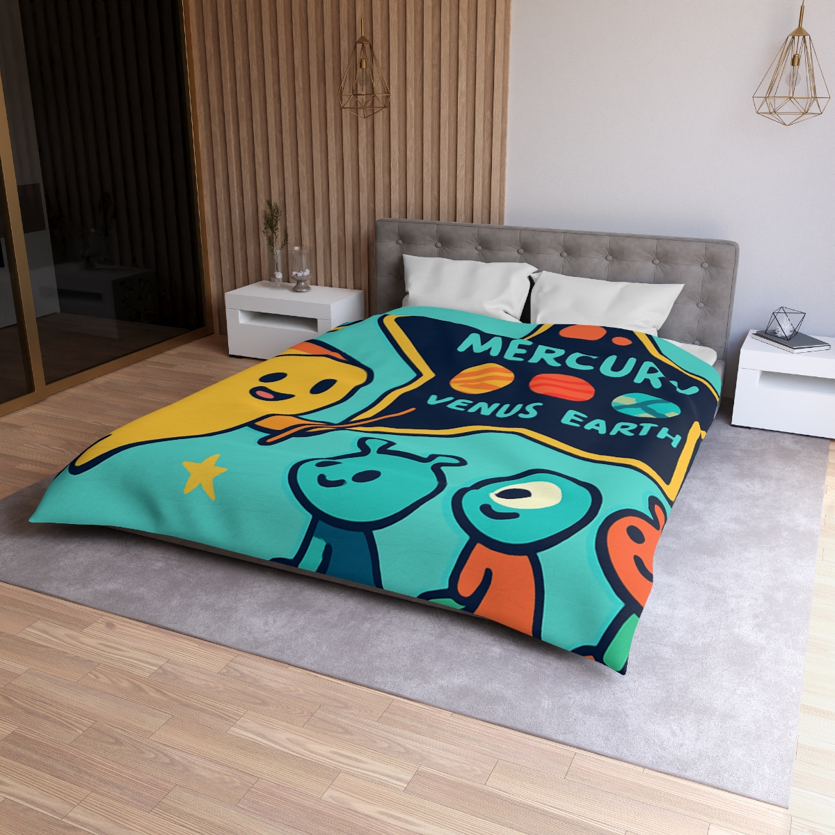 Comet Classroom On A Floating Asteroid unique patterned duvets