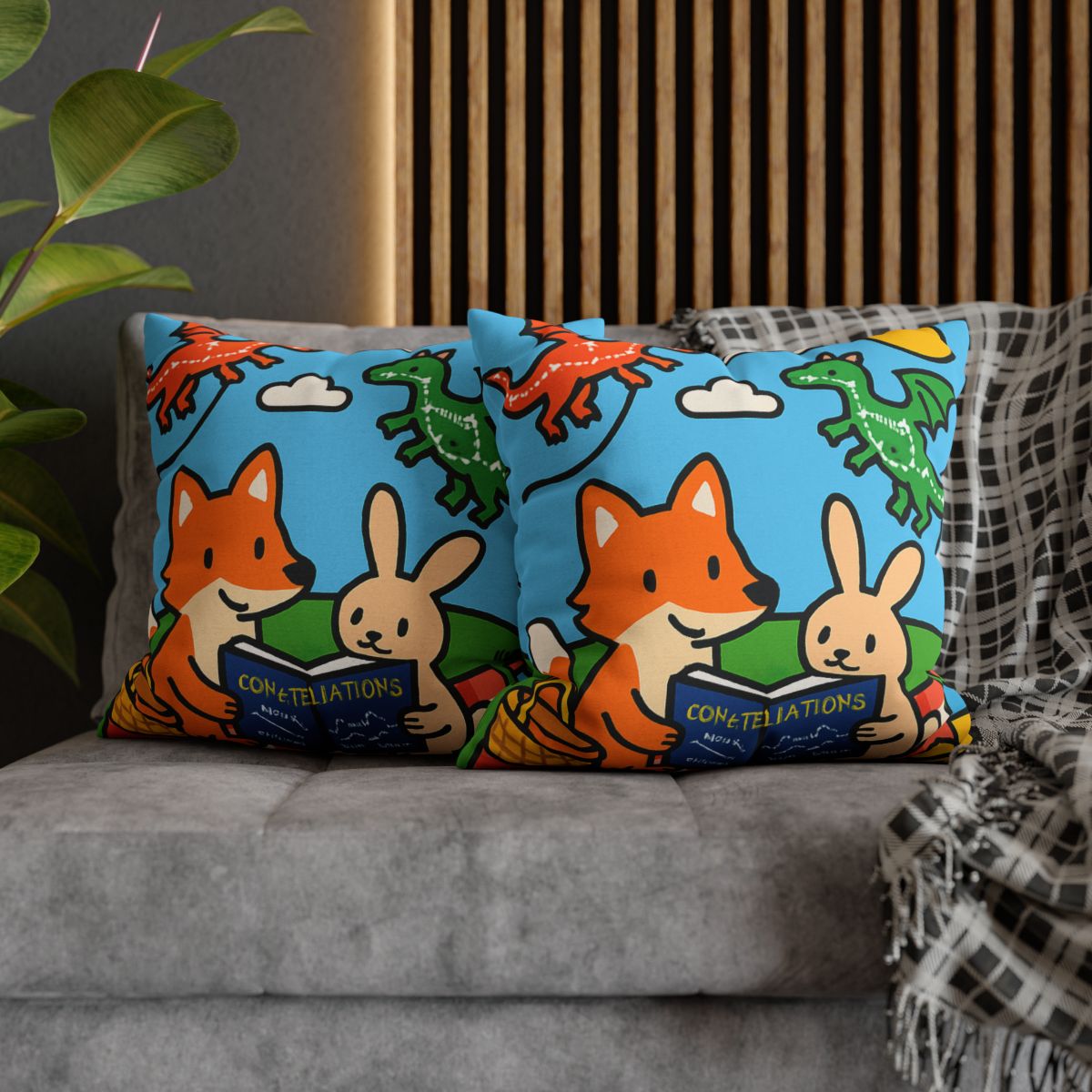 Sky Map Picnic With Dragon Kites personalized pillow covers