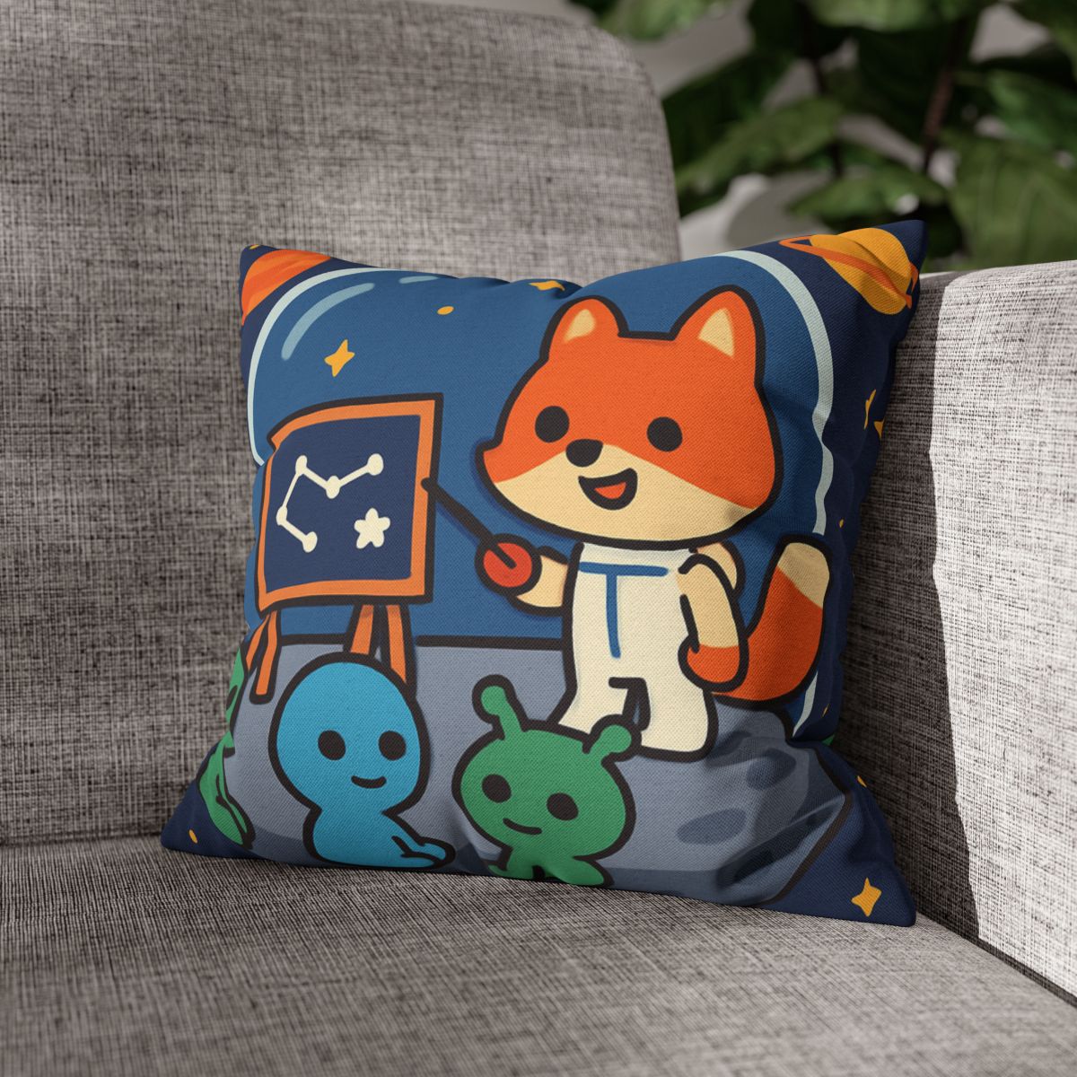 Comet Classroom With Curious Space Fox comfortable bedding pillow covers
