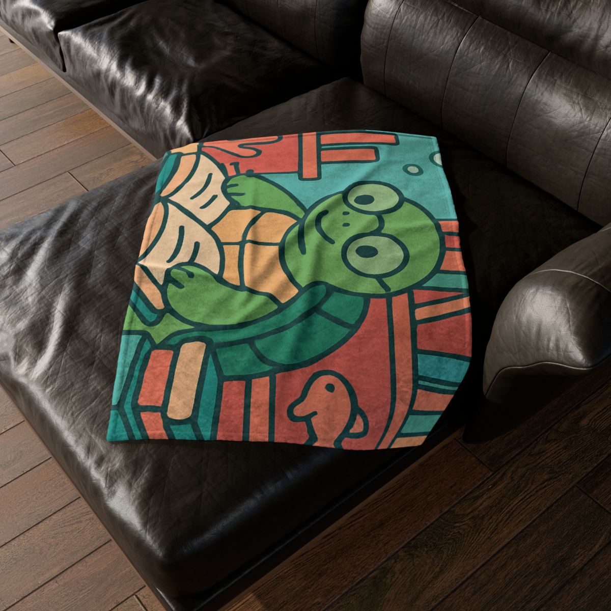 Underwater Library With Bookish Turtle designer printed blankets