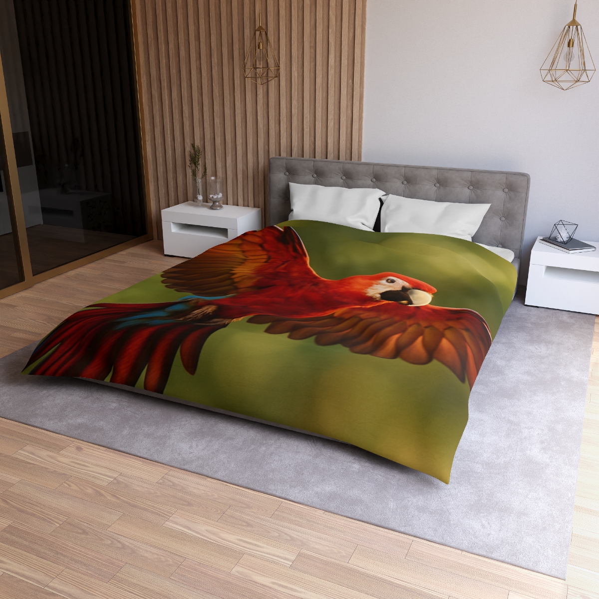 Scarlet Arc Macaw In Flight personalized bedding duvets