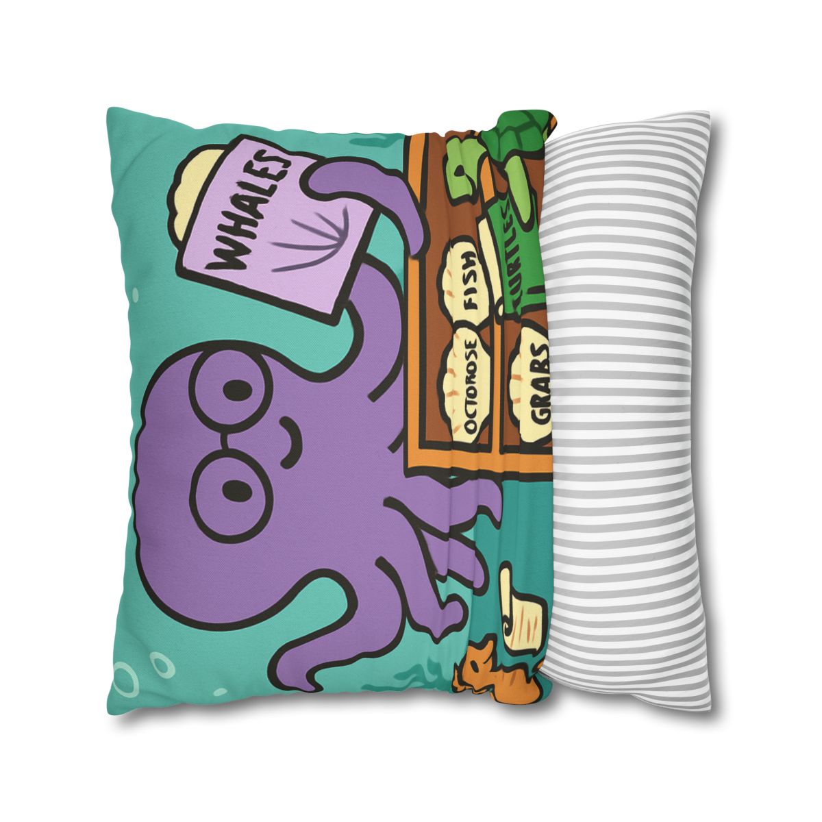 Undersea Library Of The Curious Octopus designer print pillow cases