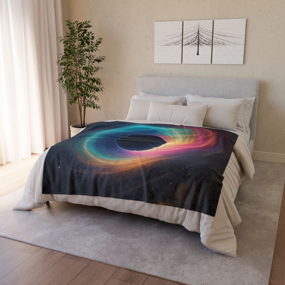 Prismatic Singularity Bloom soft fleece blankets