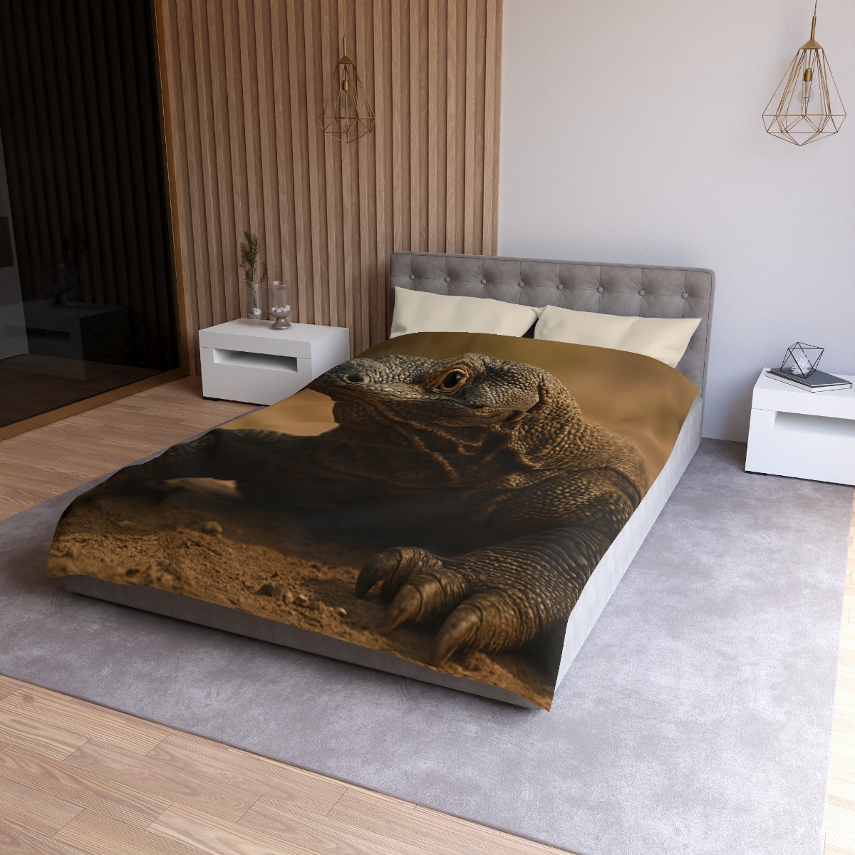 Ancient Sentinel Komodo Dragon designer printed duvets