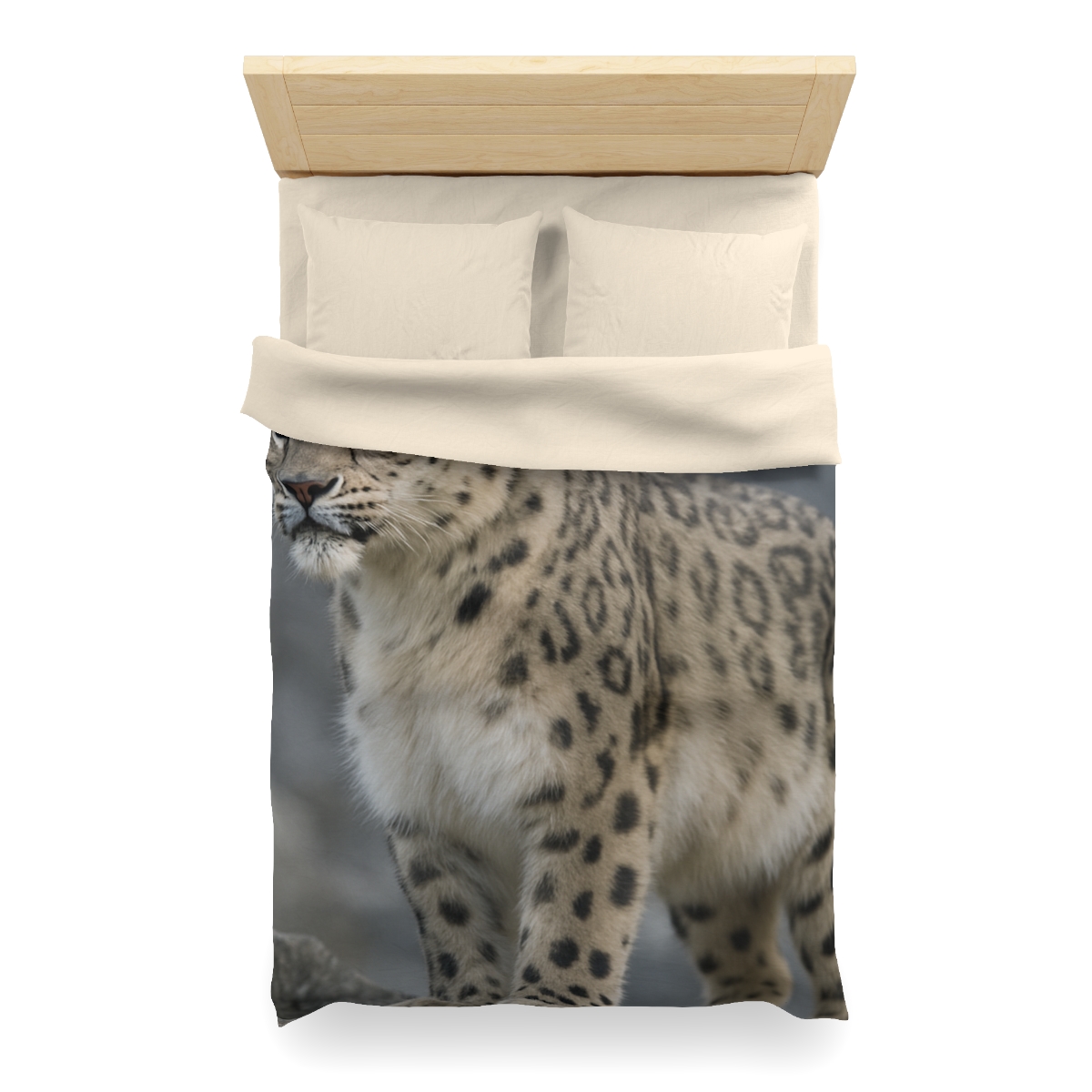 Snow Leopard Silent Summit designer printed duvets